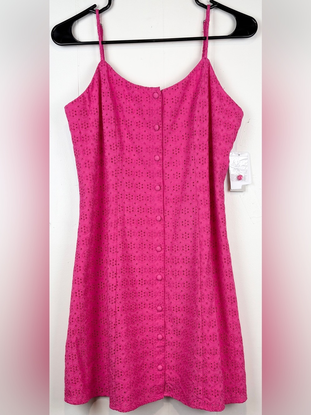 BP. Dress Eyelet Hot Pink Sundress Preppy Mini Summer Sorority Rush NEW Sz Small